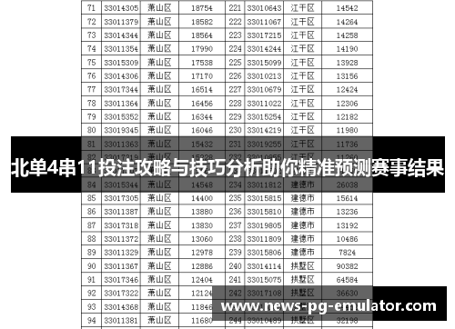 北单4串11投注攻略与技巧分析助你精准预测赛事结果
